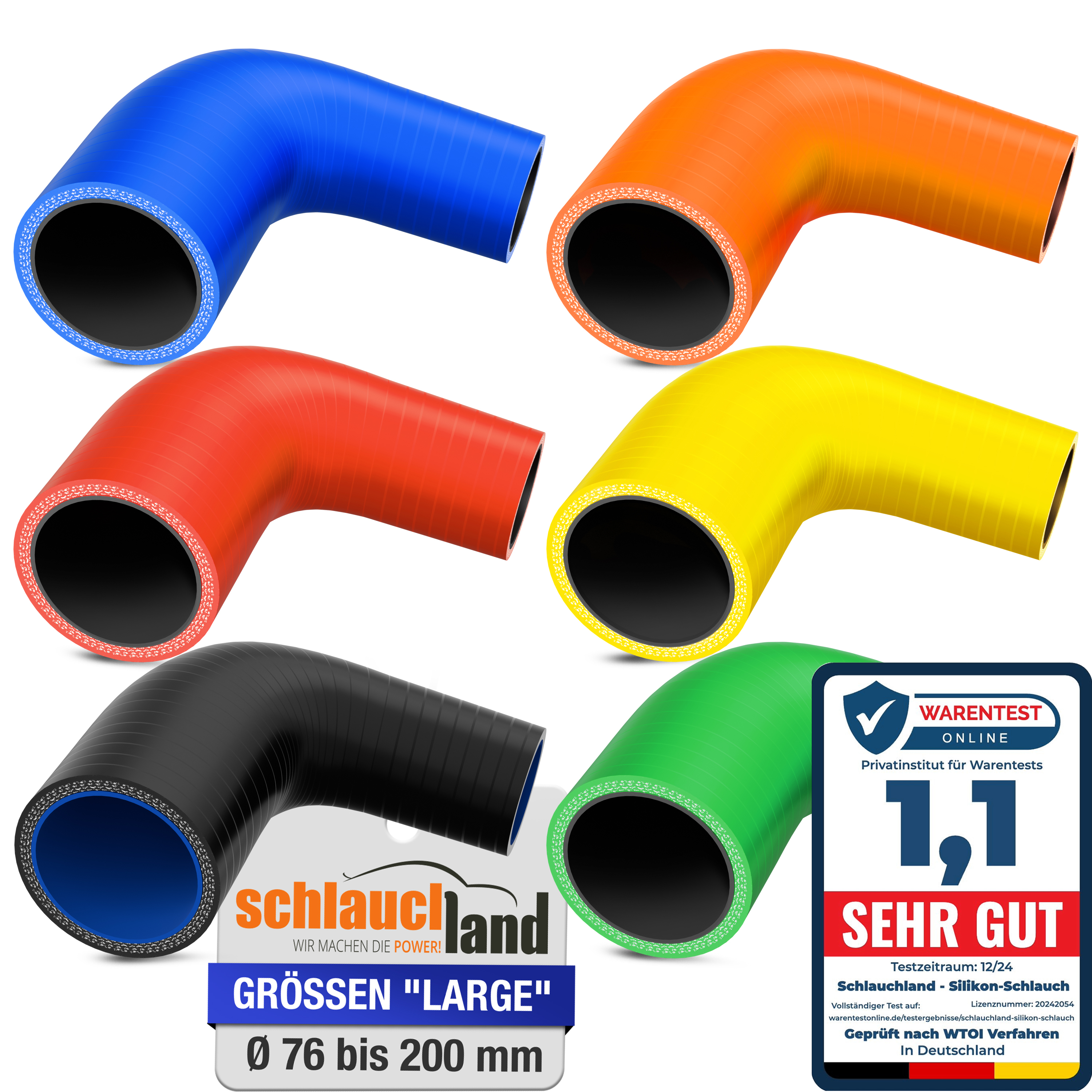 Schlauchland 45° Silikon-Reduzierbogen 64–57 Mm Schwarz – Für LLK & Co.